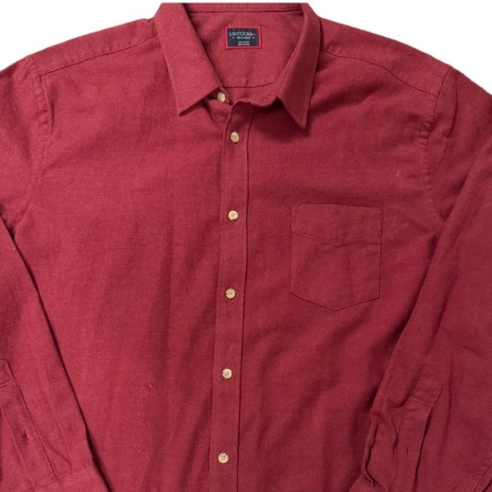 UNTUCKit Men's Long Sleeve “Sherwood” Shirt Dre (Red) Brushed Cotton Size XXL